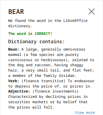 QuickWords - verify word BEAR
