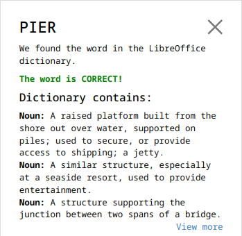 QuickWords - verify word PIER